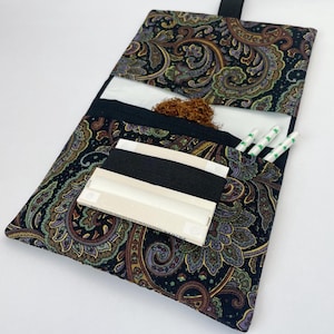 Handmade Tobacco Pouch | Black Paisley Tobacco Storage Cover