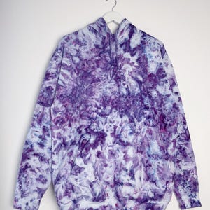L | Ice Dye Purple Hand Dyed Pullover Hoodie