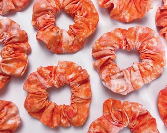 Peach Ice Dye Handmade Cotton Scrunchies