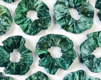 Green Ice Dye Handmade Cotton Scrunchies