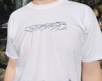 Mountain Lineart Hand Embroidered T-Shirt