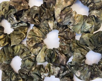 Dark Brown Ice Dye Handmade Cotton Scrunchie