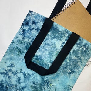 Ocean Blue Ice Dye Handmade Tote Bag | Re-useable Cotton Ice Tie Dye Bag