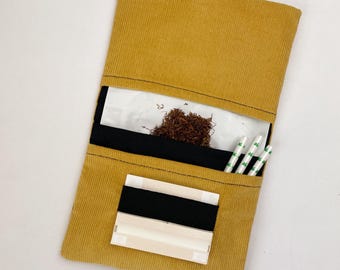Handmade Yellow Corduroy Tobacco Pouch