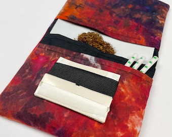 Handmade Ice Dyed Tobacco Pouch | Red Navy Galaxy Tobacco Storage Cover