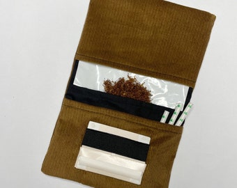 Handmade Tobacco Pouch | Brown Corduroy Tobacco Storage Cover