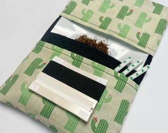 Handmade Cacti Print Tobacco Pouch