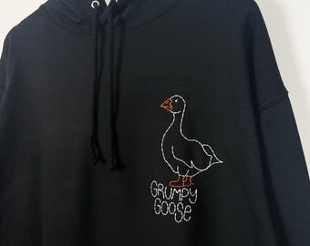 Grumpy Goose Hand Embroidered Unisex Hoodie