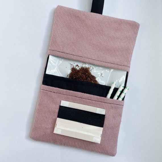 Handmade Corduroy Tobacco Pouch: Dusty Pink Storage Cover