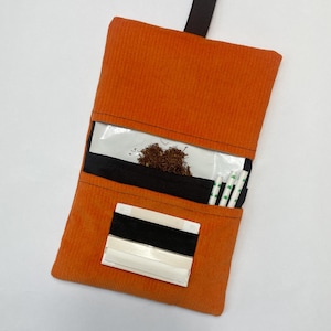 Handmade Orange Corduroy Tobacco Pouch