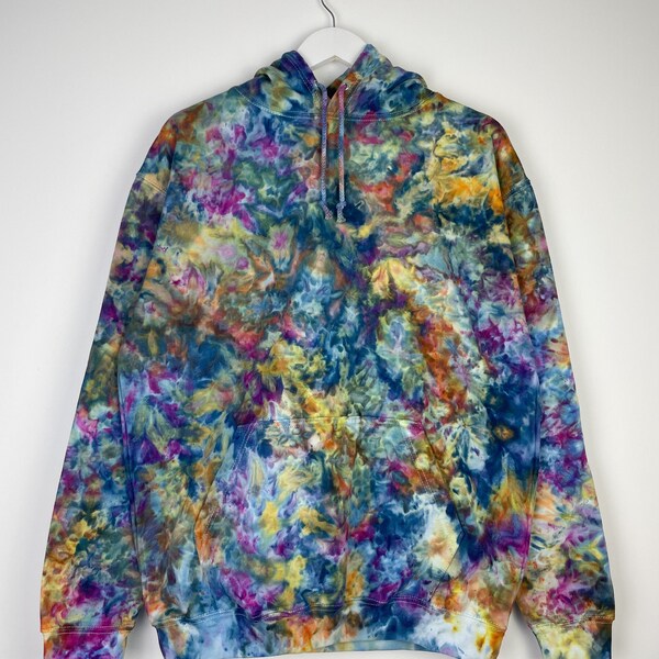 L | Ice Dye Blue Sunrise Hand Dyed Pullover Hoodie