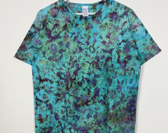 Ice Dye T-Shirt (L): Amethyst Jungle, Hand Dyed Cotton Tee