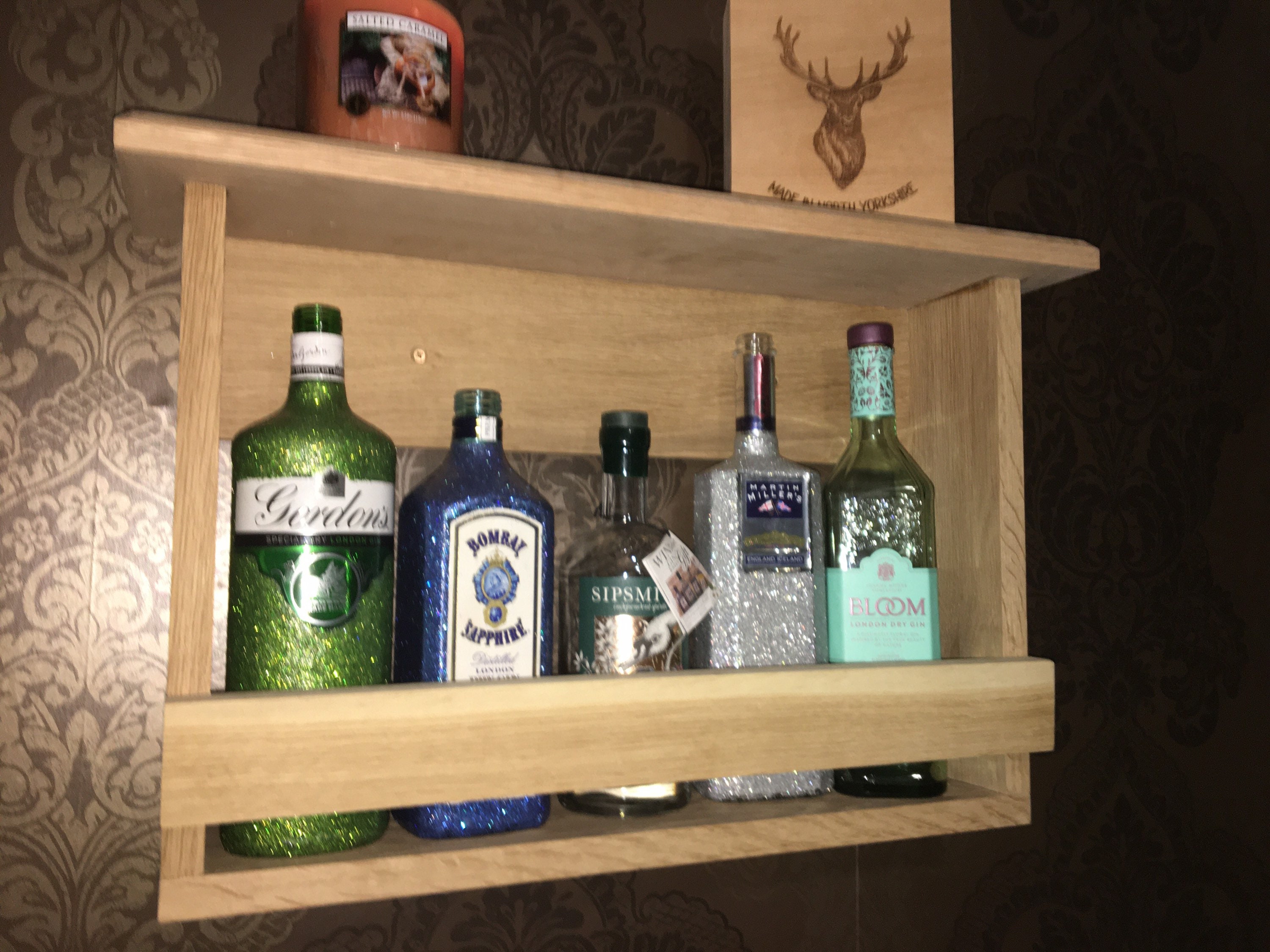 Premium Oak Bar Shelf / Drinks Shelf Personalised Engraved Etsy