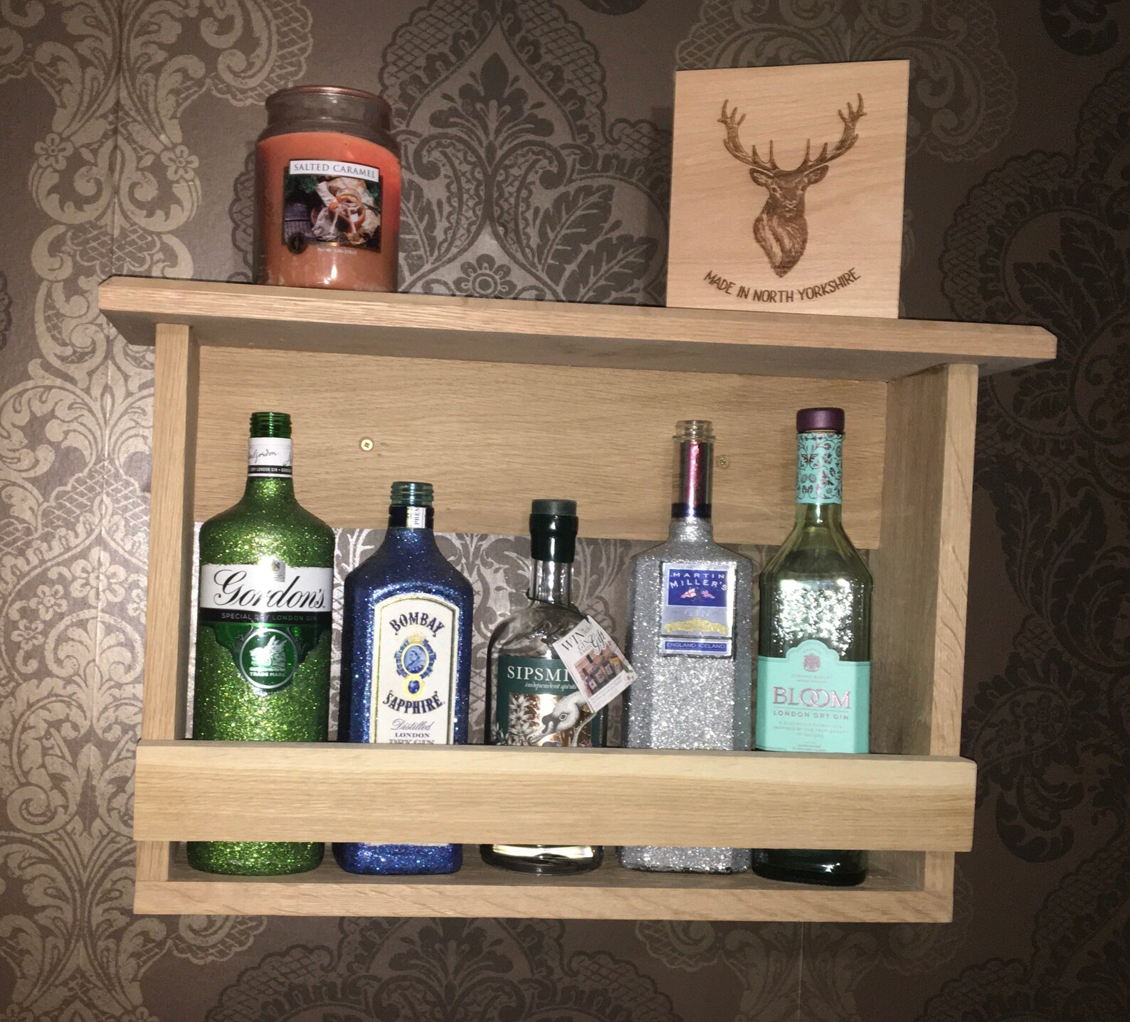 Premium Oak Bar Shelf / Drinks Shelf Personalised Engraved Etsy