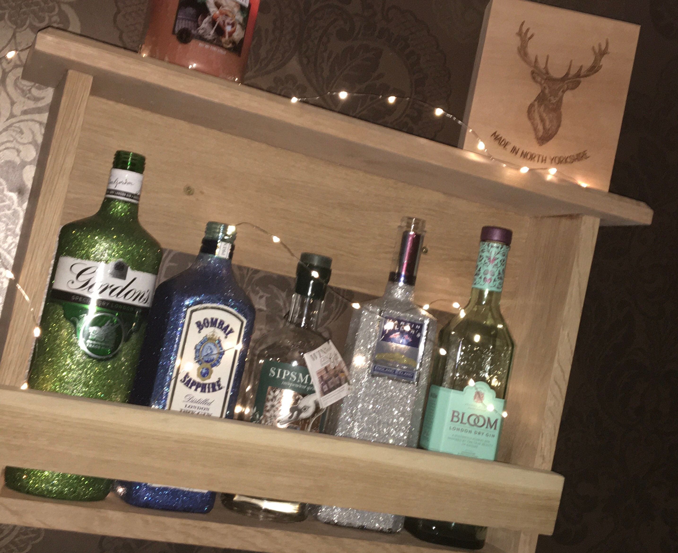 Premium Oak Bar Shelf / Drinks Shelf Personalised Engraved Etsy