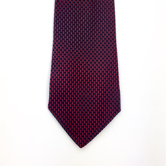 100% SILK vintage tie. Dark red/burgundy and navy… - image 2