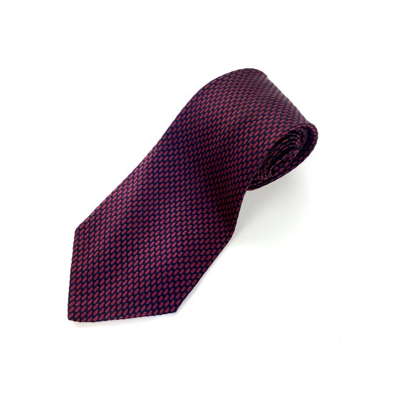 100% SILK vintage tie. Dark red/burgundy and navy… - image 1