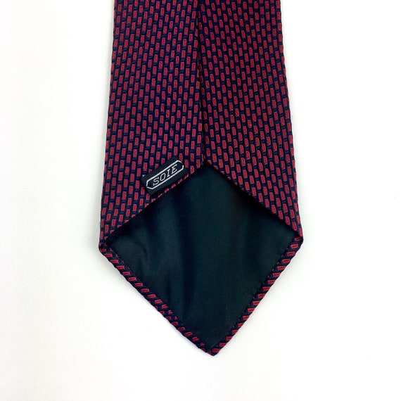 100% SILK vintage tie. Dark red/burgundy and navy… - image 3