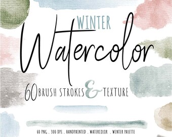 Winter Watercolor Texture｜watercolor texture｜watercolor brush strokes｜colorful watercolor clip art｜neutral watercolor｜cold watercolor set