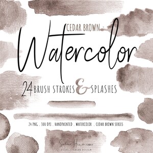 Cedar Brown  Watercolor Brush Stroke Clipart｜24 Transparent PNG