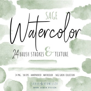 Salbei Grün Aquarell Pinselstrich Clipart|24 Transparent PNG
