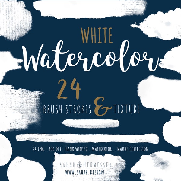 White Watercolor Brush Stroke｜24 Transparent PNG