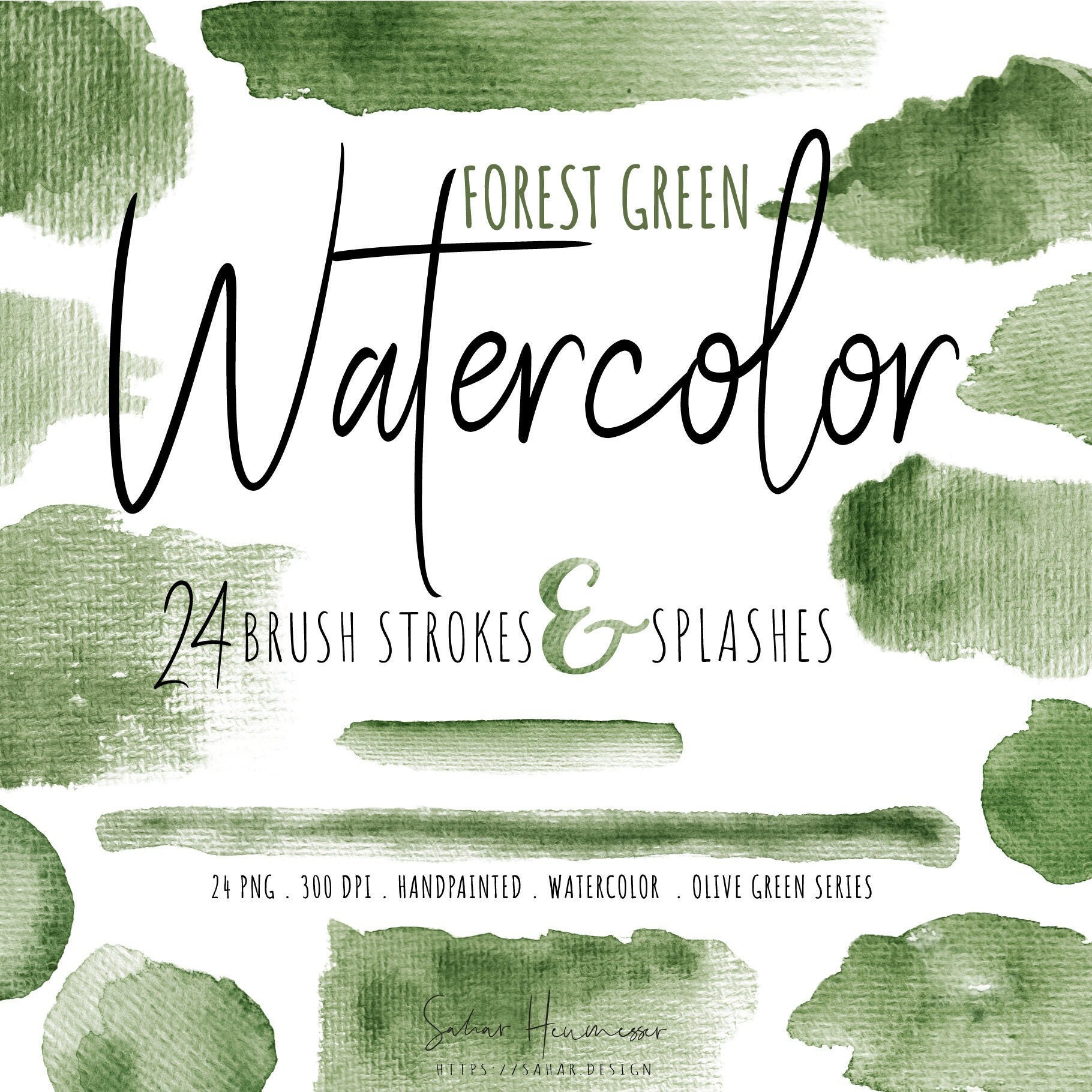 Download Forest Green Watercolor Texture Watercolor Brush Etsy