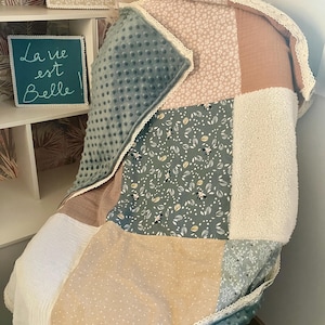 Boho patchwork children&#39;s plaid blanket baby blanket 100 x 120 baby child blanket double gauze fabric squares cotton animals flowers