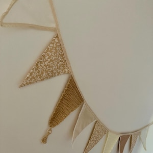 Cream beige boho bunting garland baby room garland children&#39;s room boho flower bunting