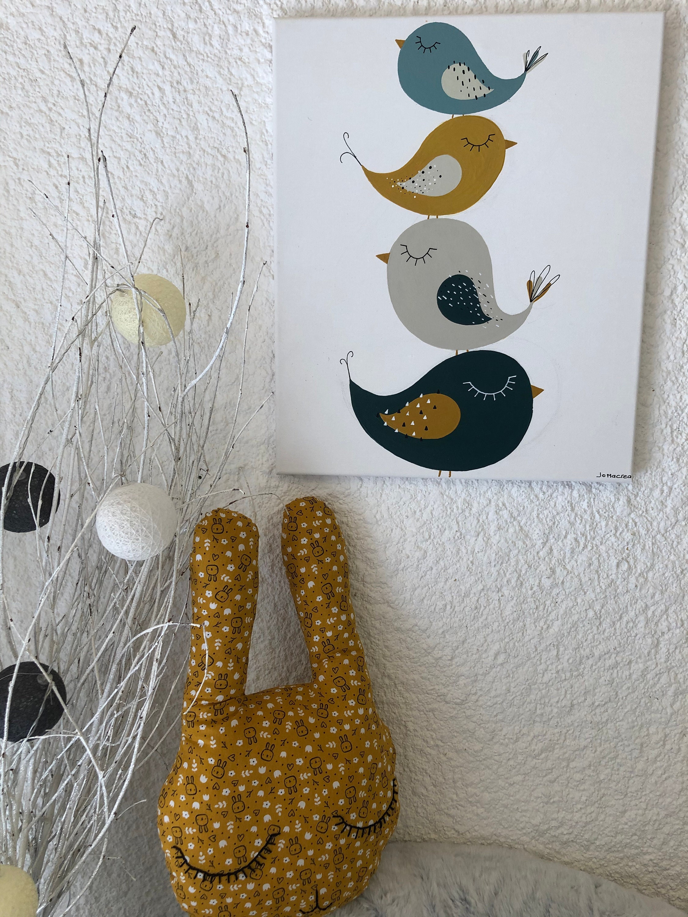 Tableau Enfant Oiseau/Cadre Décoratif Décoration Murale Idée Cadeau Tableau Oiseaux Chambre Enfant