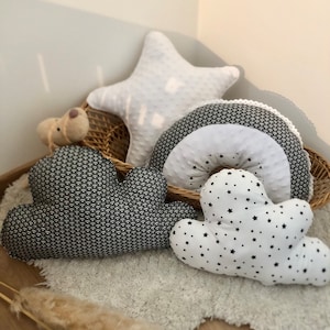 Baby child room decoration black white decorative cushions for baby and child cloud star shape rainbow black and white