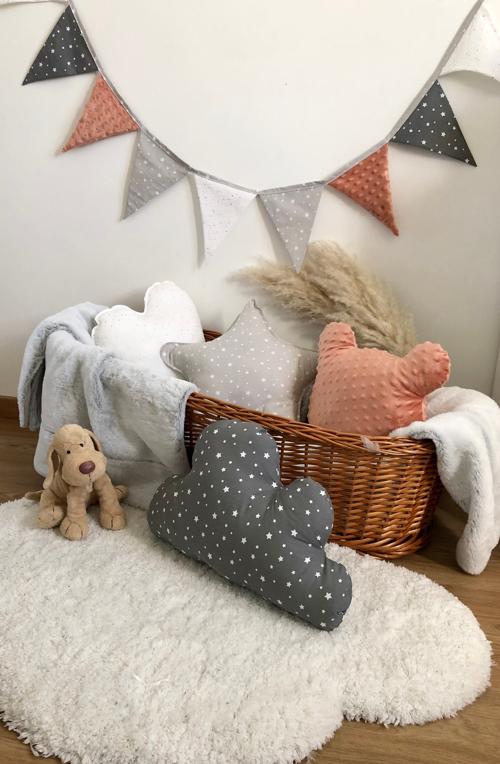 Décoration Chambre Enfant Étoiles/Coussins Décoratifs Enfants Étoile Nuage Tête d'ours Coeur Guirlan
