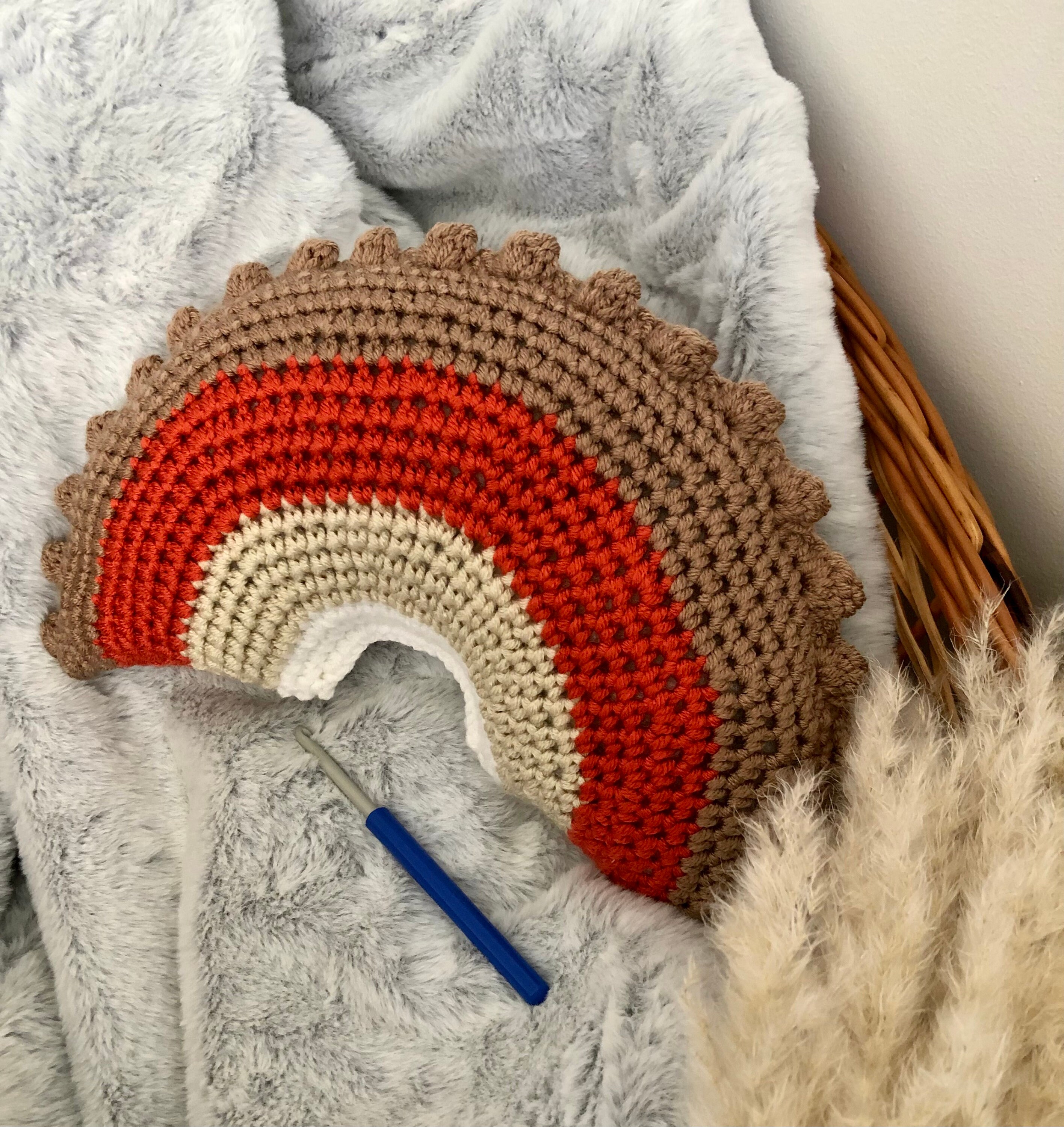 Coussin Arc-En-Ciel Laine/En Ciel Au Crochet Coussin Décoratif Chambre Enfant Arc Beige Rouille