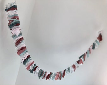 Garland of boho fabric flowers foliage boho garland baby room garland bed cabin garland fabric terracotta pink water green