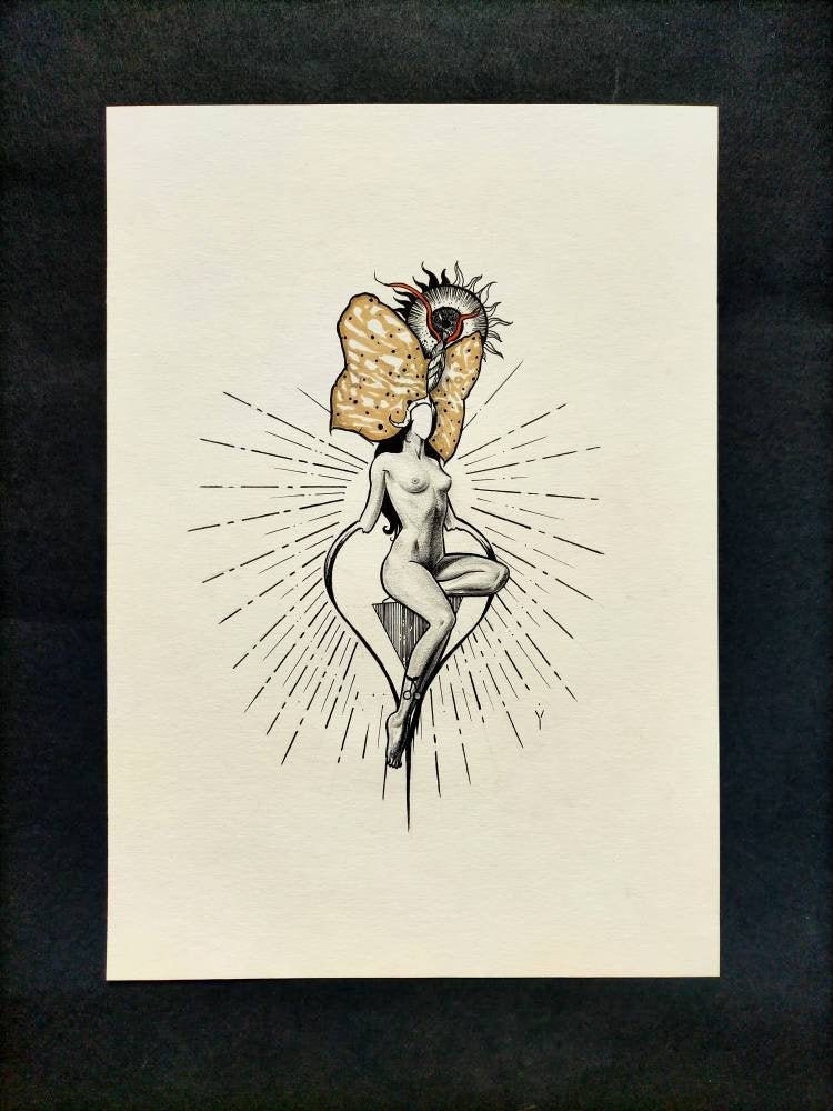 Original Drawing Illustration Le Temple