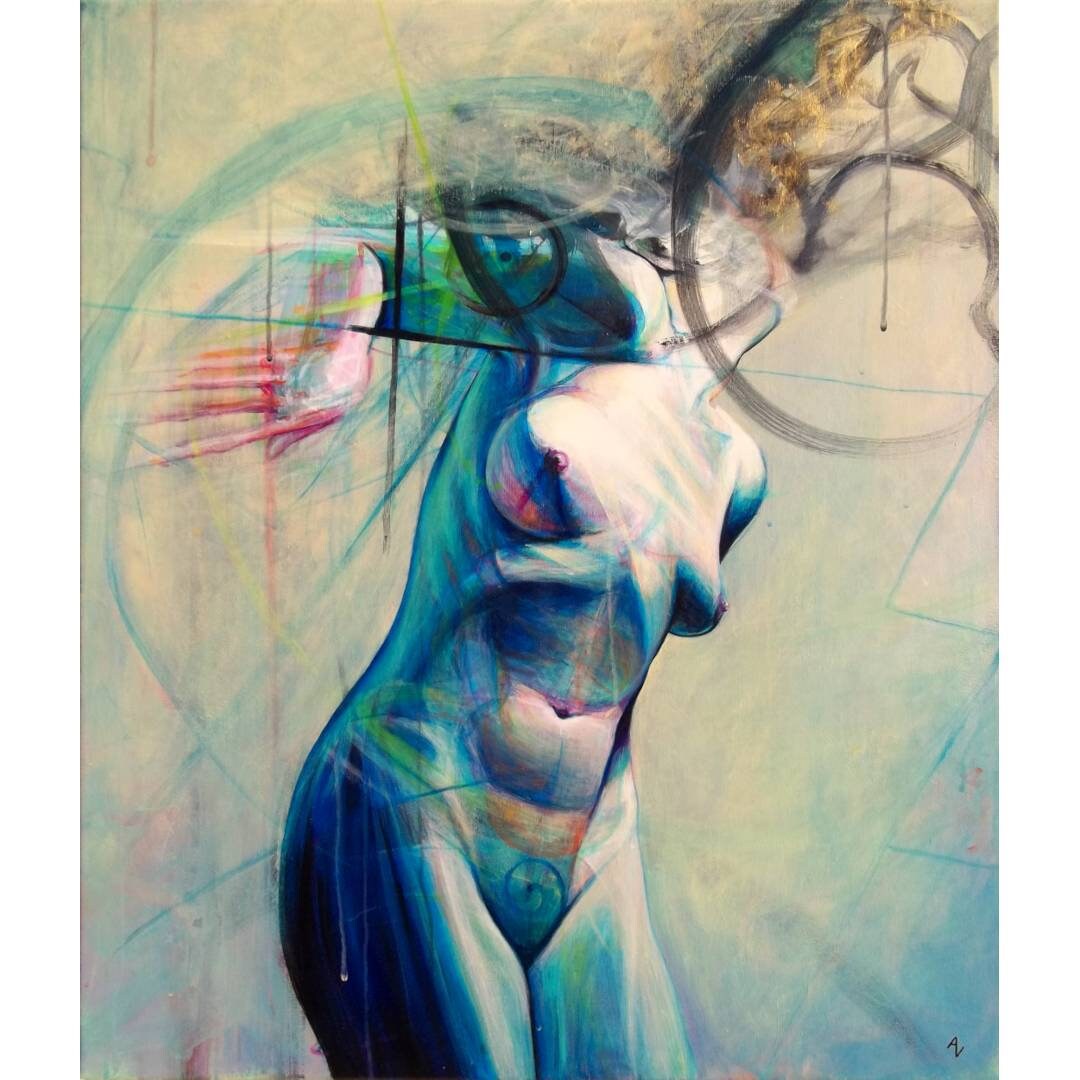 Contemporary Acrylic Painting On Canvas Firebird