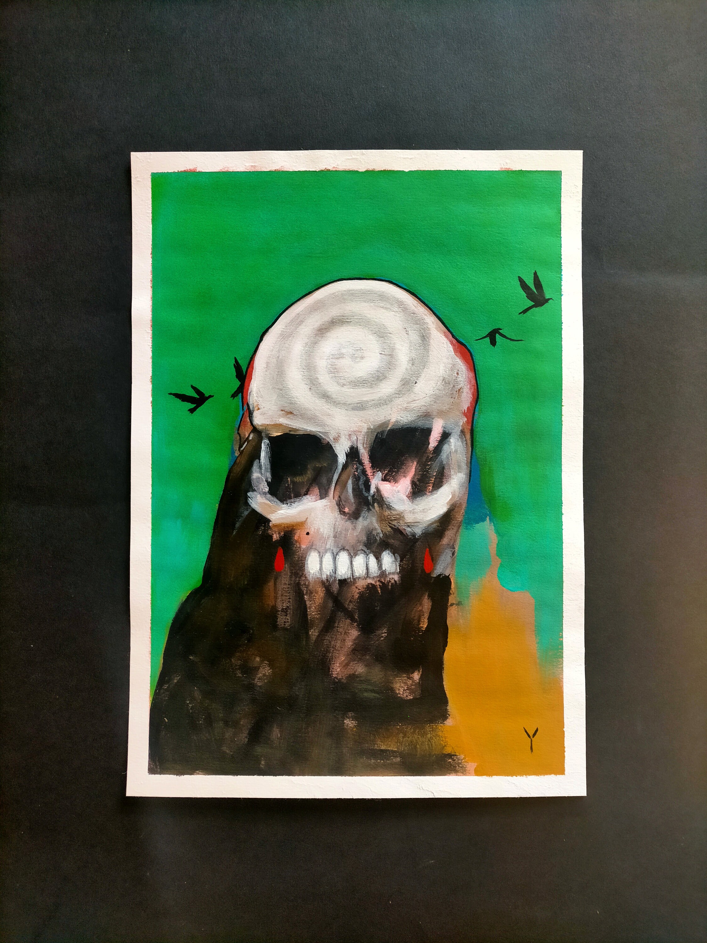 Unique Painting Green & Skull The Great Deceiver