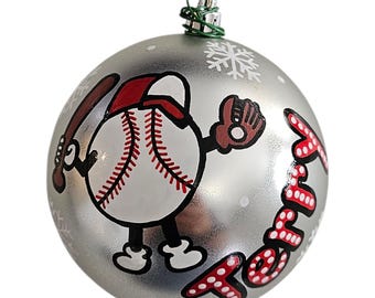 Custom Baseball Christmas Ornament: Hand-Painted Sports Gift