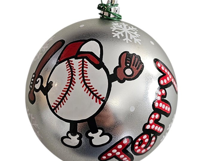 Custom Baseball Christmas Ornament: Hand-Painted Sports Gift