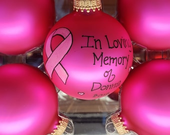 Custom Pink Christmas Bulb: Breast Cancer Awareness Ornament