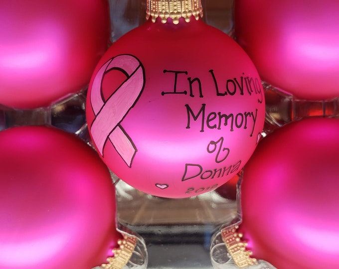 Custom Pink Christmas Bulb: Breast Cancer Awareness Ornament
