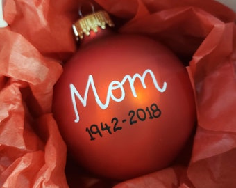 Customized Memorial Christmas Ornament: Hand-Painted Red Glass Bulb