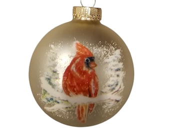 Custom Cardinal Christmas Bulb: Hand-Painted Personalized Ornament