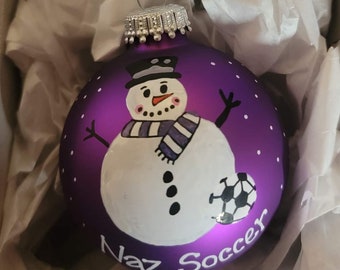 Custom Snowman Christmas Bulb: Hand-Painted Sports Ornament