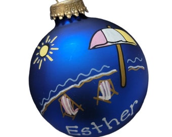 Beach/Vacation; Fun in the sun ornament for holidays- Personalized with name of choice