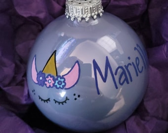 Custom Unicorn Christmas Bulb: Personalized Name Ornament