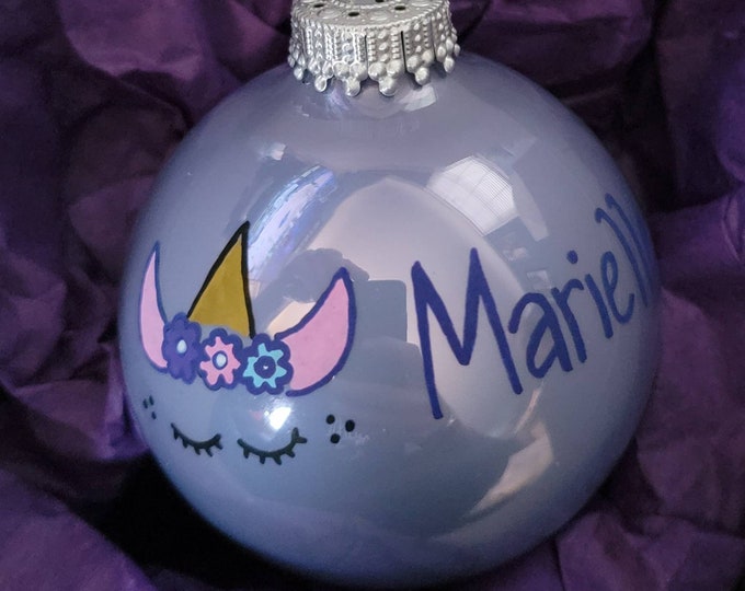 Custom Unicorn Christmas Bulb: Personalized Name Ornament
