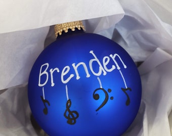Customized Christmas Bulbs - Name, Character, Special Font - Custom Ornaments - Varied Colors- Music Note Design