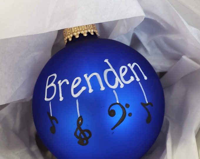 Customized Christmas Bulbs - Name, Character, Special Font - Custom Ornaments - Varied Colors- Music Note Design