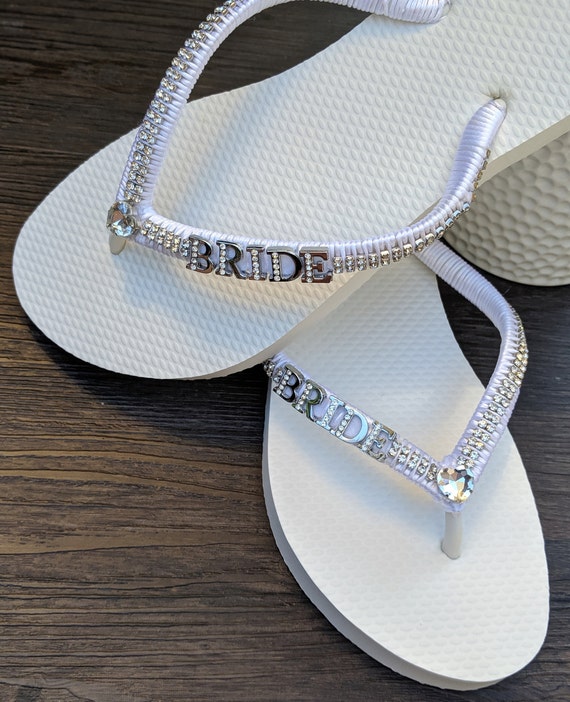 Bride Flip Flops, Bridal Flip Flops, Wedding Flip Flops With